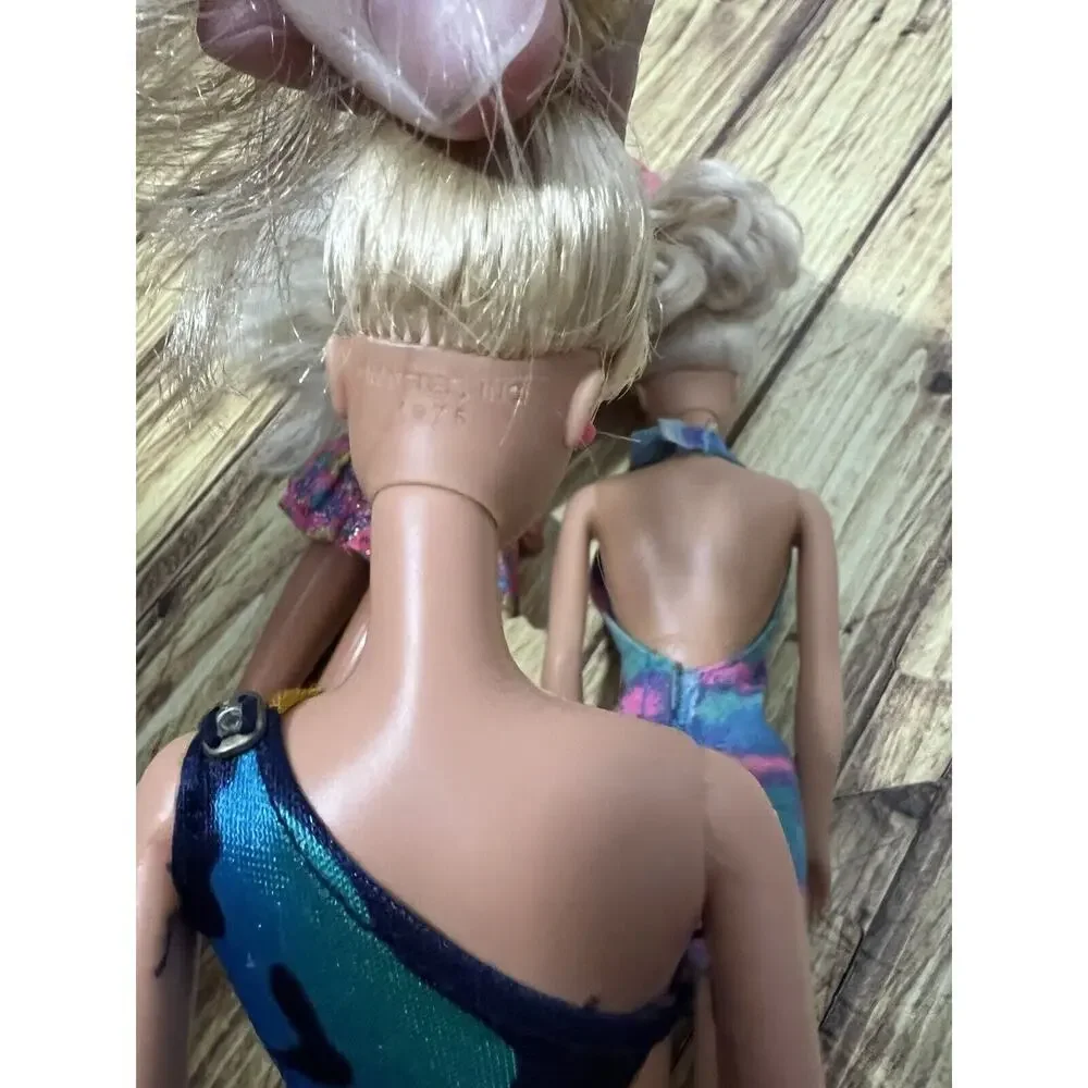 Vtg Barbie Bundle Of 3 Vintage Blonde Girls Trendy Swimsuit Dress Jumpsuit #Y354